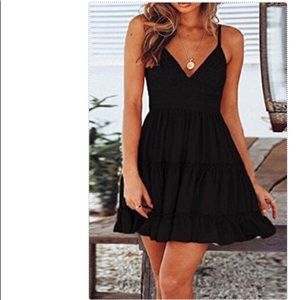 Spaghetti Strap Backless Skater Dress